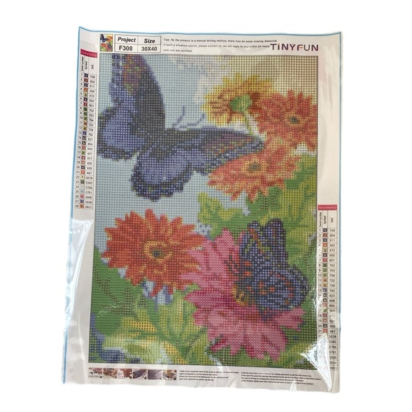 Butterfly Flower Diamond Painting Kit 30x40 DIY Wall Art - Picture 2 of 10